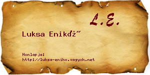 Luksa Enikő névjegykártya